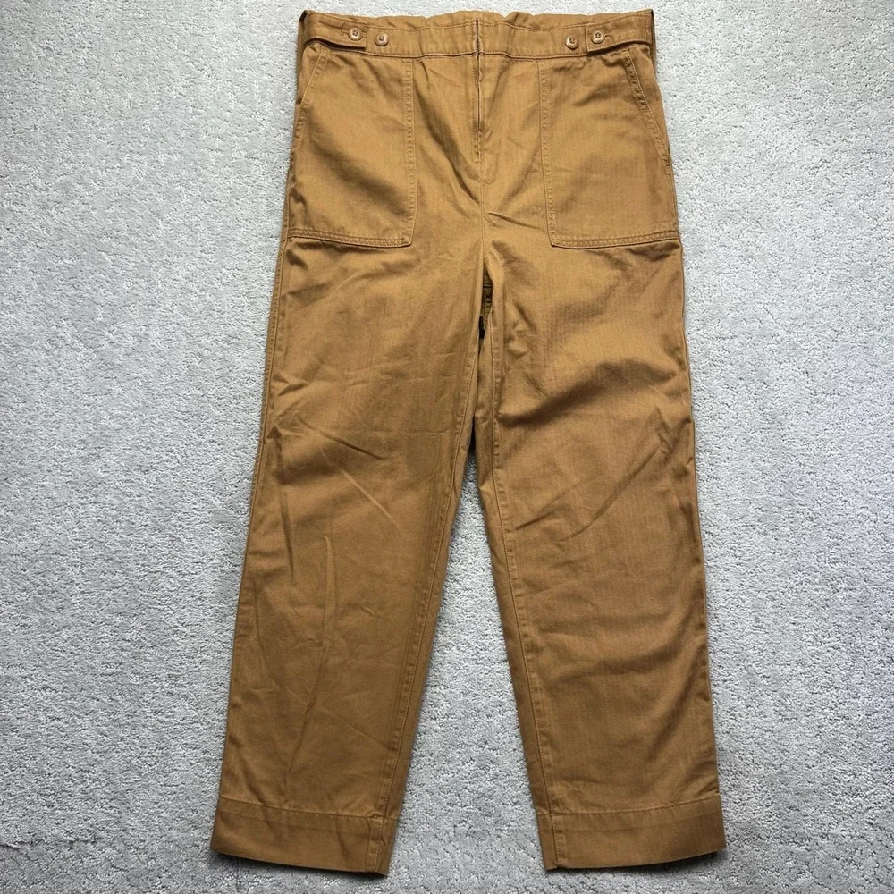 GAP Sleeveless Jumpsuit Womens Size 10 Deep Camel Herringbone Zip Utility NWT - Picture 4 of 14